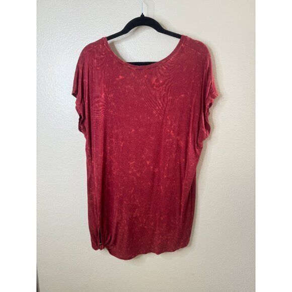 Tru Self Women's Red Blouse Size X-large short sleeve v-neck rayon long shirt - Picture 6 of 8